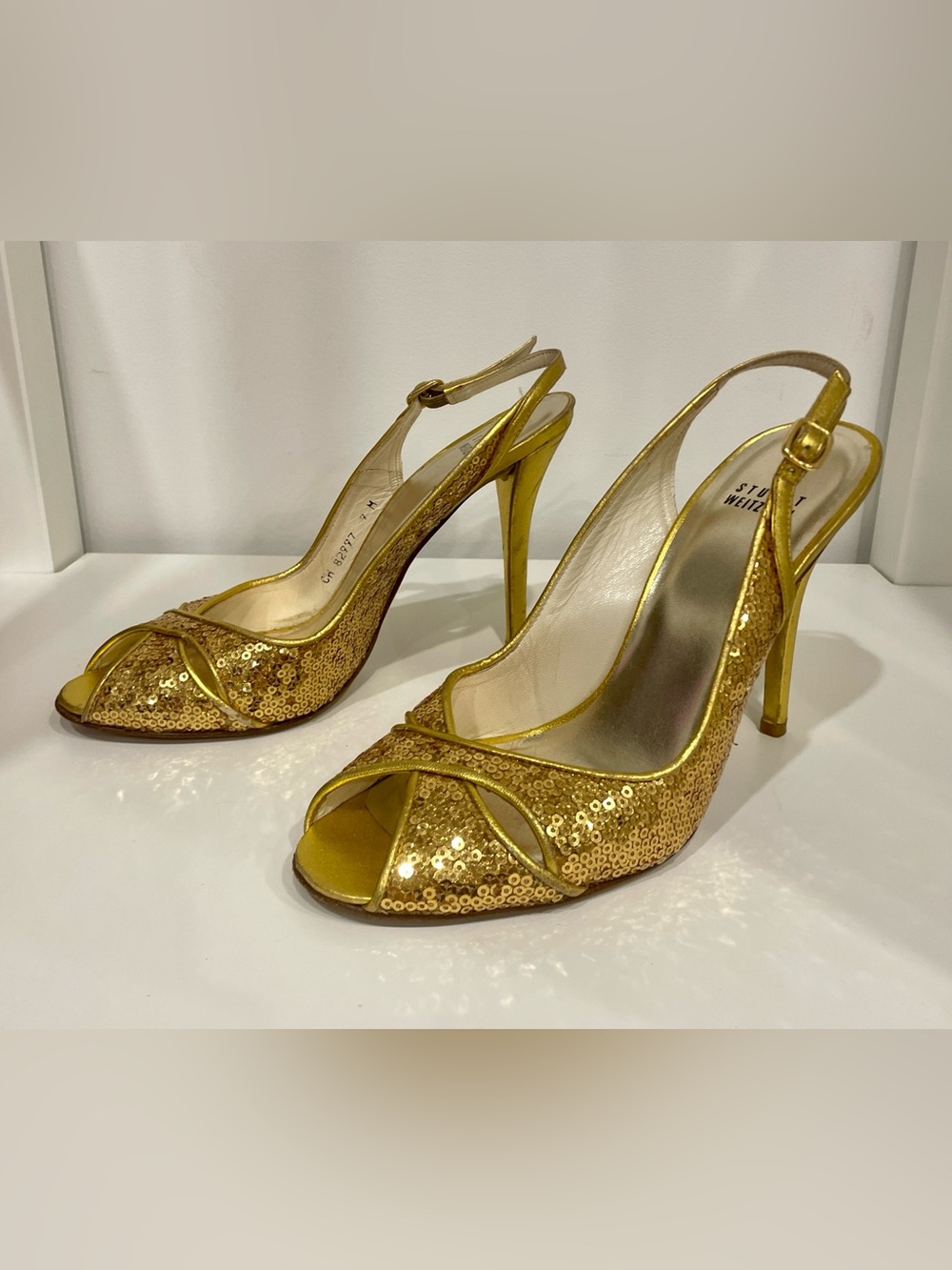 Vintage Stuart Weitzman Gold Sequin Sling, 9